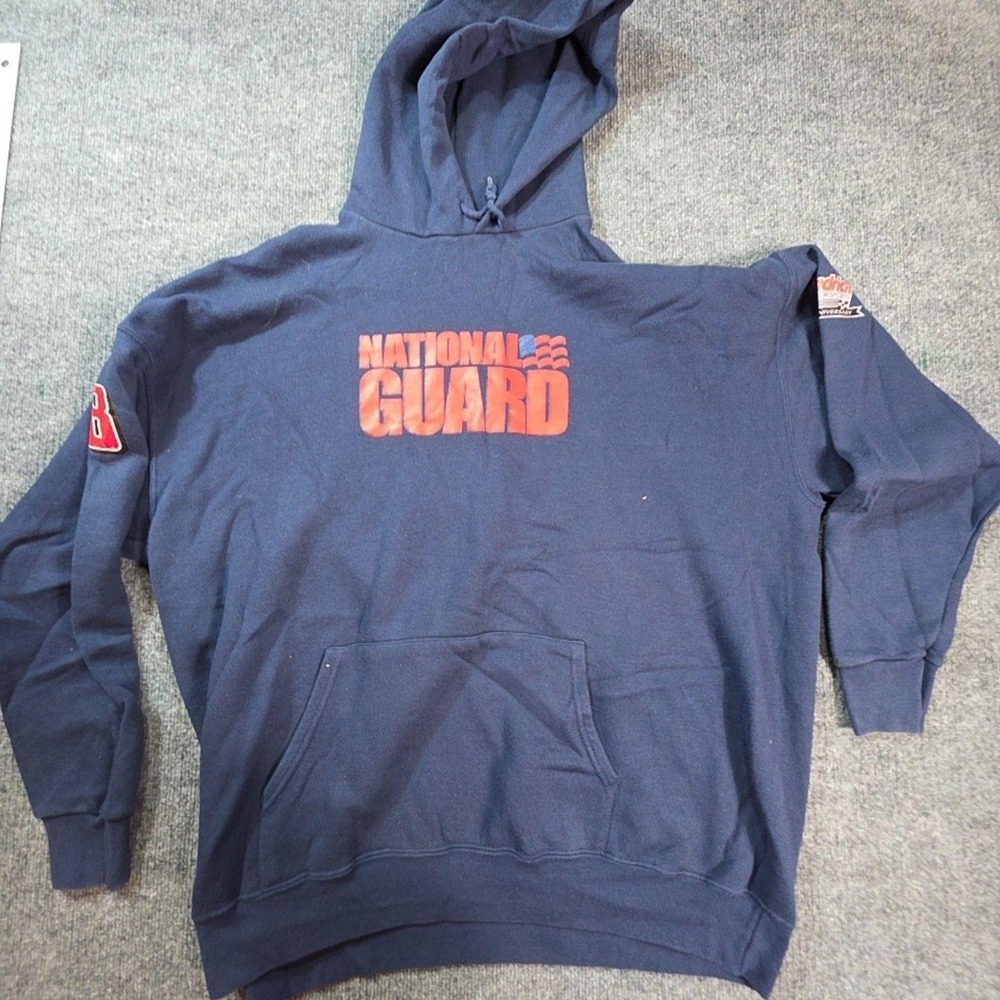Dale Earnhardt Jr Graphic Hoodie Mens 2XL Blue NASCAR Auto Racing National Guard